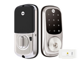 YALE ASSURE KEYED SMART-READY LOCK WITH PULL HANDLE SET SATIN NICKEL & MATT BLACK