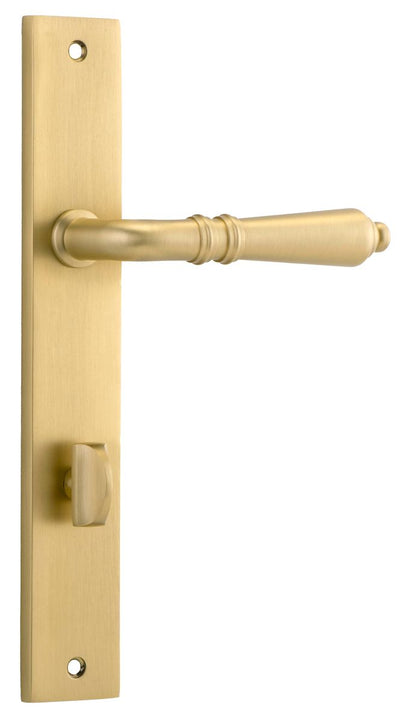 Iver Sarlat  Door Lever Rectangular Latch Pair, Passage Kit, Privacy Kit , Entrance Kit with High Security Lock - Brushed Gold PVD