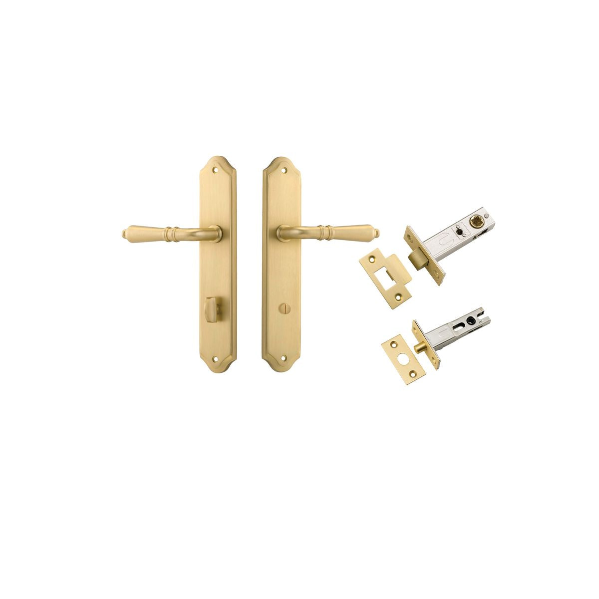 Iver Sarlat  Door Lever Oval Latch Pair, Passage Kit, Privacy Kit , Entrance Kit with High Security Lock - Brushed Gold PVD