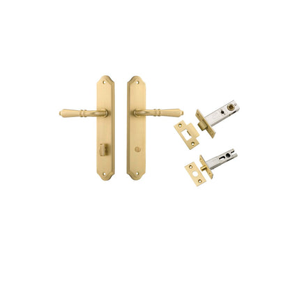 Iver Sarlat  Door Lever Oval Latch Pair, Passage Kit, Privacy Kit , Entrance Kit with High Security Lock - Brushed Gold PVD
