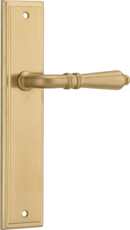 Iver Sarlat  Door Lever Stepped Latch Pair, Passage Kit, Privacy Kit , Entrance Kit with High Security Lock - Brushed Gold PVD