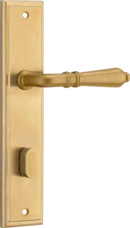 Iver Sarlat  Door Lever Stepped Latch Pair, Passage Kit, Privacy Kit , Entrance Kit with High Security Lock - Brushed Gold PVD