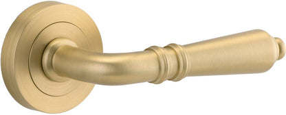 Iver Sarlat  Door Lever Rose Round Concealed Fix Pair, Passage Kit, Privacy Kit , Entrance Kit with High Security Lock - Brushed Gold PVD