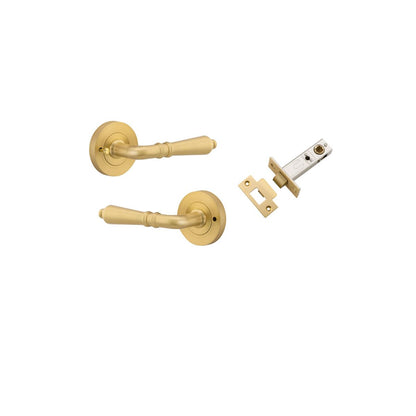 Iver Sarlat  Door Lever Rose Round Concealed Fix Pair, Passage Kit, Privacy Kit , Entrance Kit with High Security Lock - Brushed Gold PVD