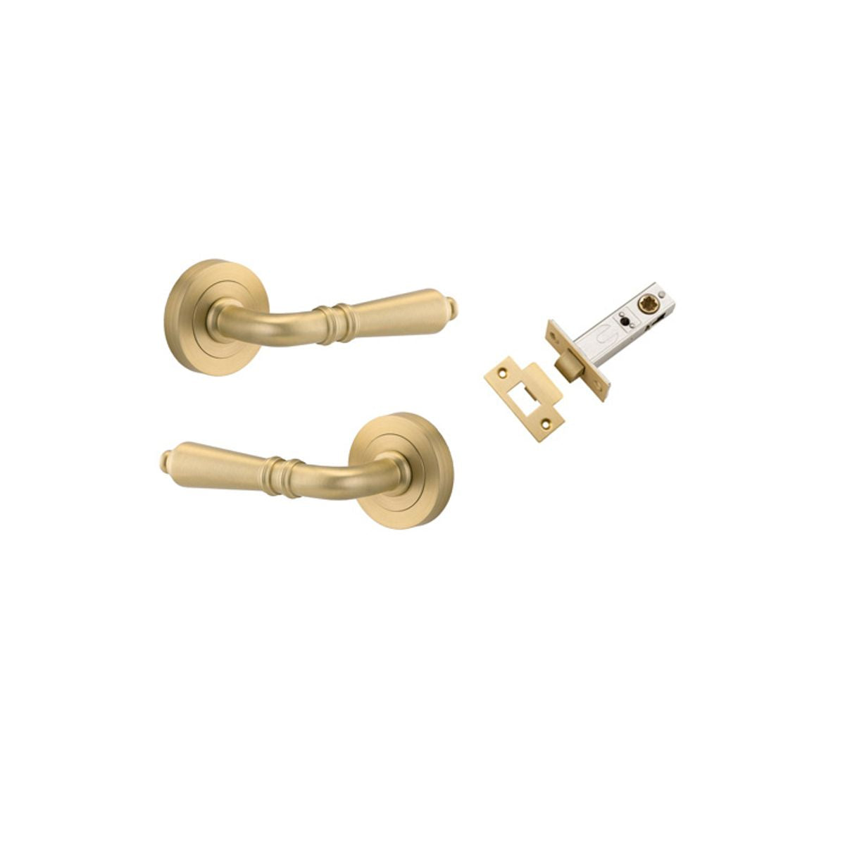 Iver Sarlat  Door Lever Rose Round Concealed Fix Pair, Passage Kit, Privacy Kit , Entrance Kit with High Security Lock - Brushed Gold PVD