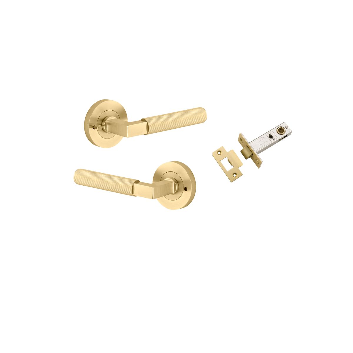 Iver Brunswick  Door Lever Rose Round Concealed Fix Pair, Passage Kit, Privacy Kit , Entrance Kit with High Security Lock - Brushed Gold PVD
