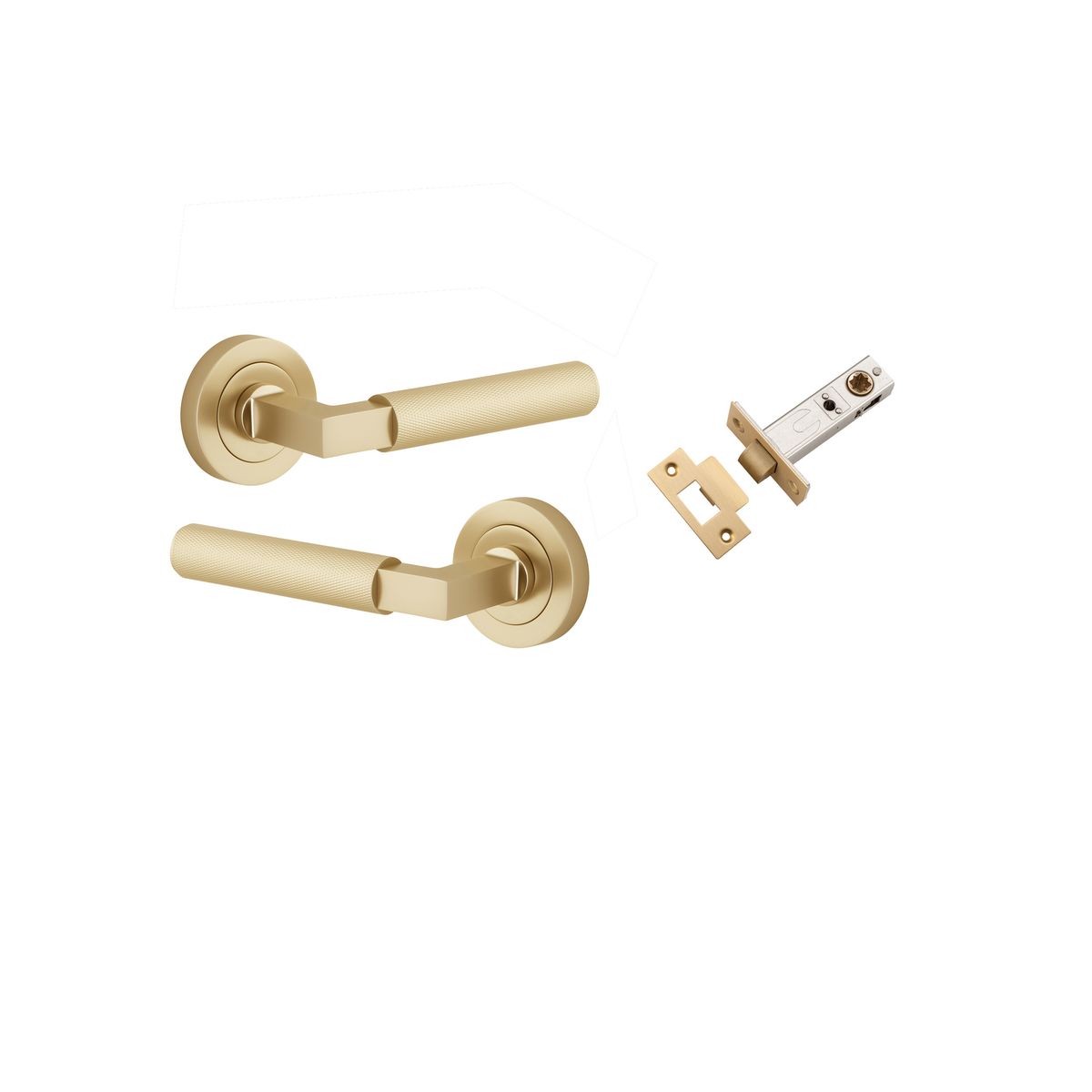 Iver Brunswick  Door Lever Rose Round Concealed Fix Pair, Passage Kit, Privacy Kit , Entrance Kit with High Security Lock - Brushed Gold PVD