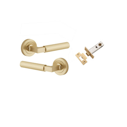 Iver Brunswick  Door Lever Rose Round Concealed Fix Pair, Passage Kit, Privacy Kit , Entrance Kit with High Security Lock - Brushed Gold PVD