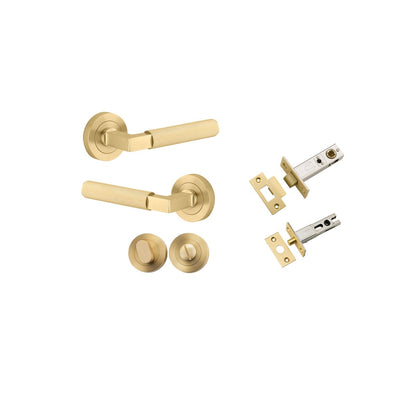 Iver Brunswick  Door Lever Rose Round Concealed Fix Pair, Passage Kit, Privacy Kit , Entrance Kit with High Security Lock - Brushed Gold PVD