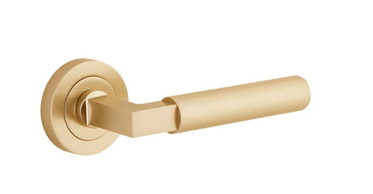 Iver Brunswick  Door Lever Rose Round Concealed Fix Pair, Passage Kit, Privacy Kit , Entrance Kit with High Security Lock - Brushed Gold PVD