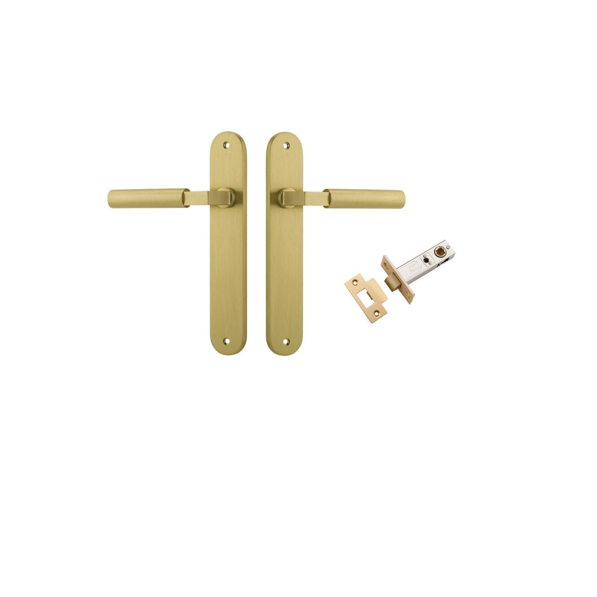 Iver Berlin Door Lever Oval Latch Pair, Passage Kit, Privacy Kit , Entrance Kit with High Security Lock - Brushed Gold PVD