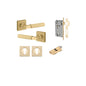 Iver Brunswick  Door Lever Rose Square Concealed Fix Pair, Passage Kit, Privacy Kit , Entrance Kit with High Security Lock - Brushed Gold PVD