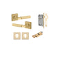 Iver Brunswick  Door Lever Rose Square Concealed Fix Pair, Passage Kit, Privacy Kit , Entrance Kit with High Security Lock - Brushed Gold PVD
