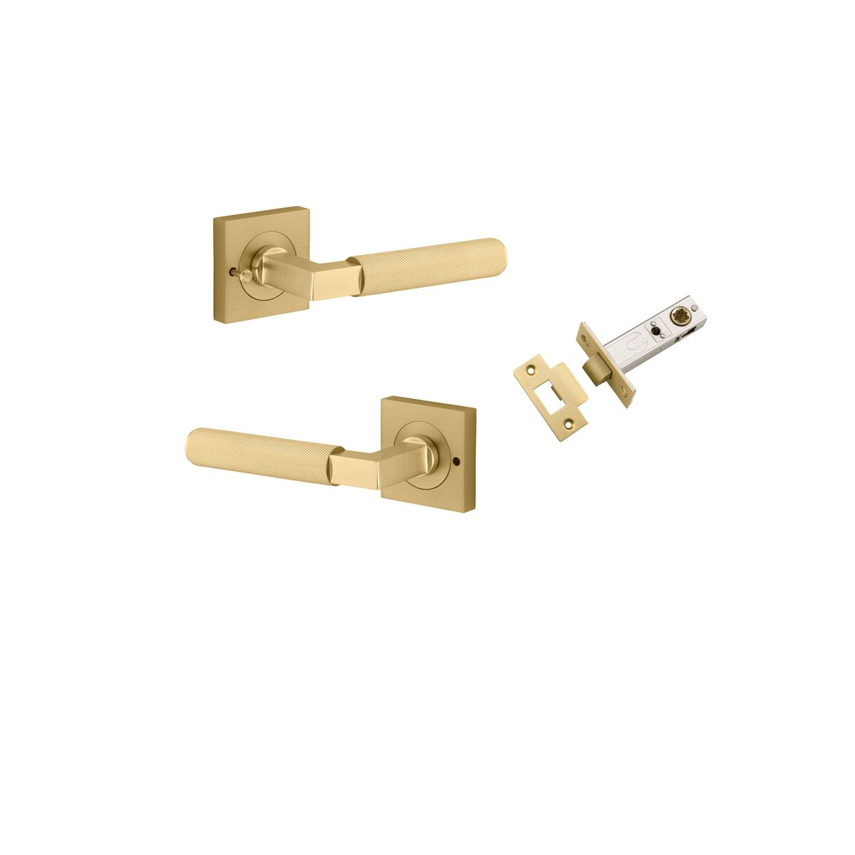 Iver Brunswick  Door Lever Rose Square Concealed Fix Pair, Passage Kit, Privacy Kit , Entrance Kit with High Security Lock - Brushed Gold PVD
