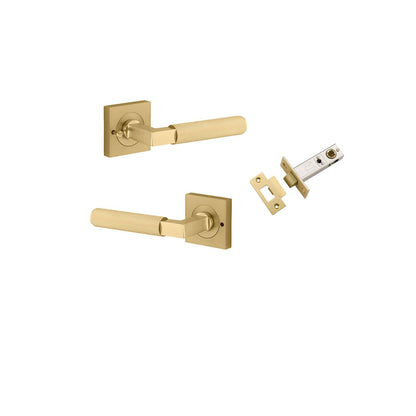 Iver Brunswick  Door Lever Rose Square Concealed Fix Pair, Passage Kit, Privacy Kit , Entrance Kit with High Security Lock - Brushed Gold PVD