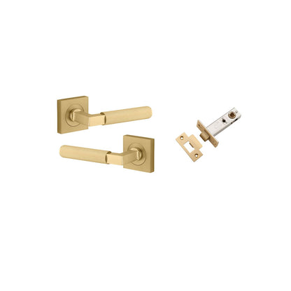 Iver Brunswick  Door Lever Rose Square Concealed Fix Pair, Passage Kit, Privacy Kit , Entrance Kit with High Security Lock - Brushed Gold PVD