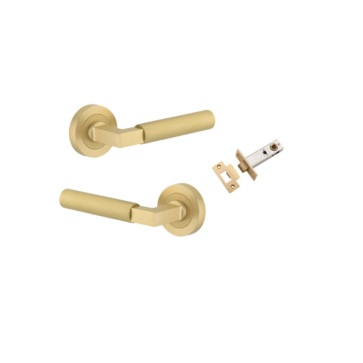 Iver Berlin Door Lever Rose Round Concealed Fix Pair, Passage Kit, Privacy Kit , Entrance Kit with High Security Lock - Brushed Gold PVD