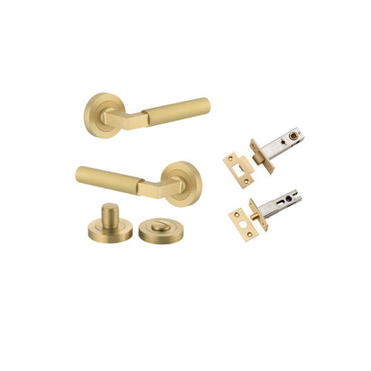 Iver Berlin Door Lever Rose Round Concealed Fix Pair, Passage Kit, Privacy Kit , Entrance Kit with High Security Lock - Brushed Gold PVD