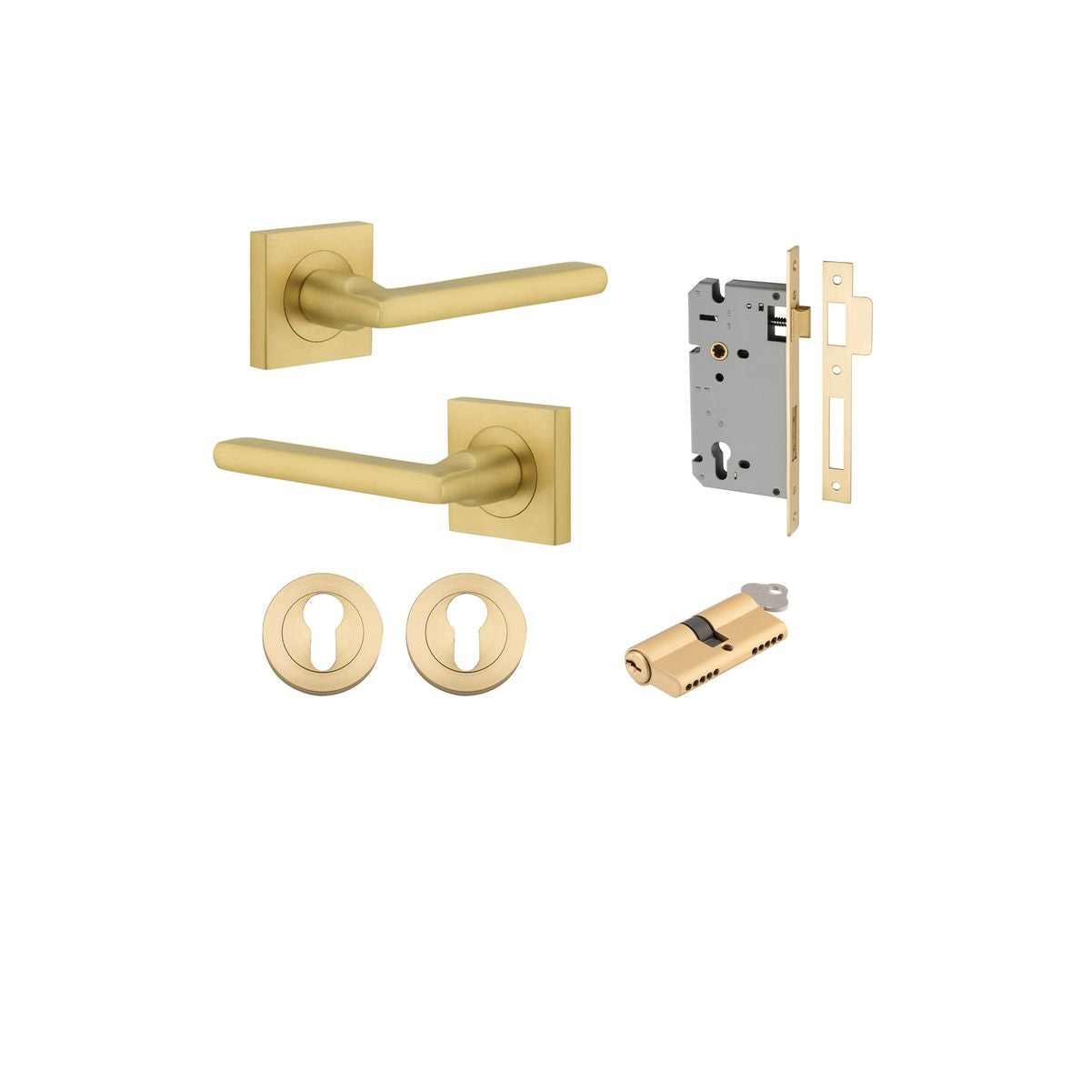 Iver Baltimore Door Knob Rose Square Concealed Fix Pair, Passage Kit, Privacy Kit , Entrance Kit with High Security Lock -Brushed Gold PVD