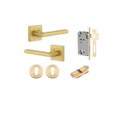 Iver Baltimore Door Knob Rose Square Concealed Fix Pair, Passage Kit, Privacy Kit , Entrance Kit with High Security Lock -Brushed Gold PVD