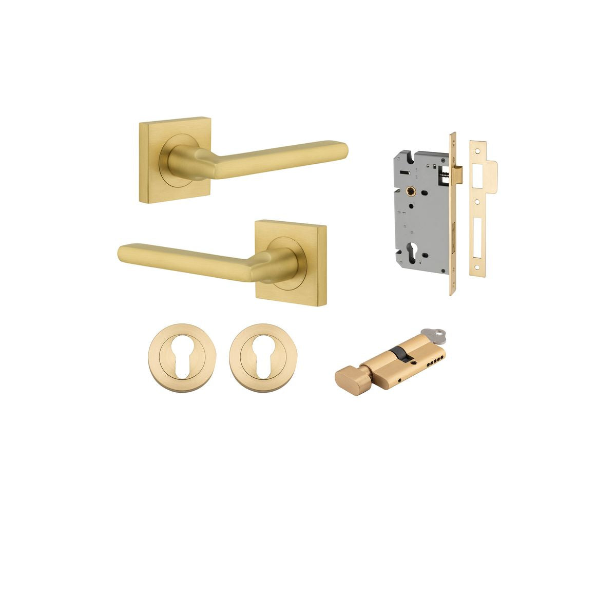 Iver Baltimore Door Knob Rose Square Concealed Fix Pair, Passage Kit, Privacy Kit , Entrance Kit with High Security Lock -Brushed Gold PVD