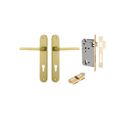 Iver Baltimore Door Knob Oval Latch Pair, Passage Kit, Privacy Kit , Entrance Kit with High Security Lock - Brushed Gold PVD