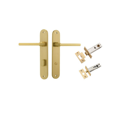Iver Baltimore Door Knob Oval Latch Pair, Passage Kit, Privacy Kit , Entrance Kit with High Security Lock - Brushed Gold PVD