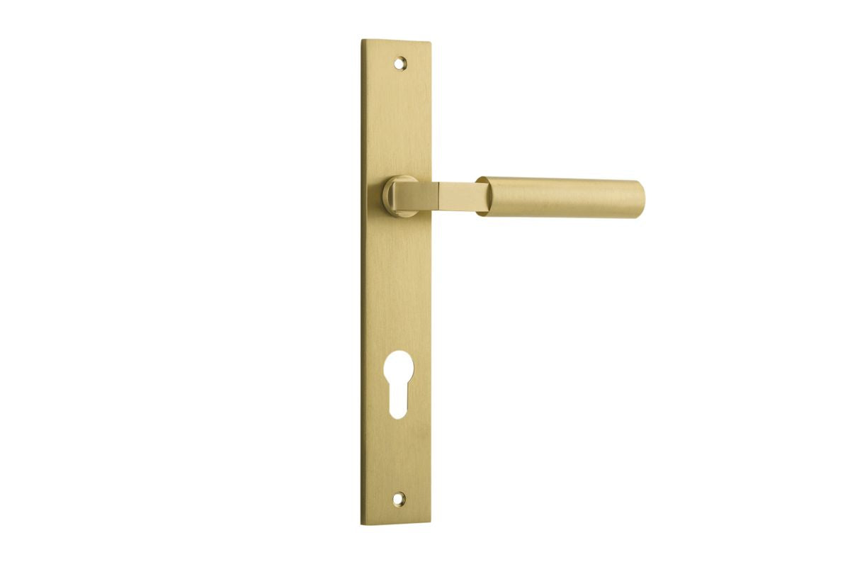 Iver Berlin Door Lever Rectangular Latch Pair, Passage Kit, Privacy Kit , Entrance Kit with High Security Lock - Brushed Gold PVD