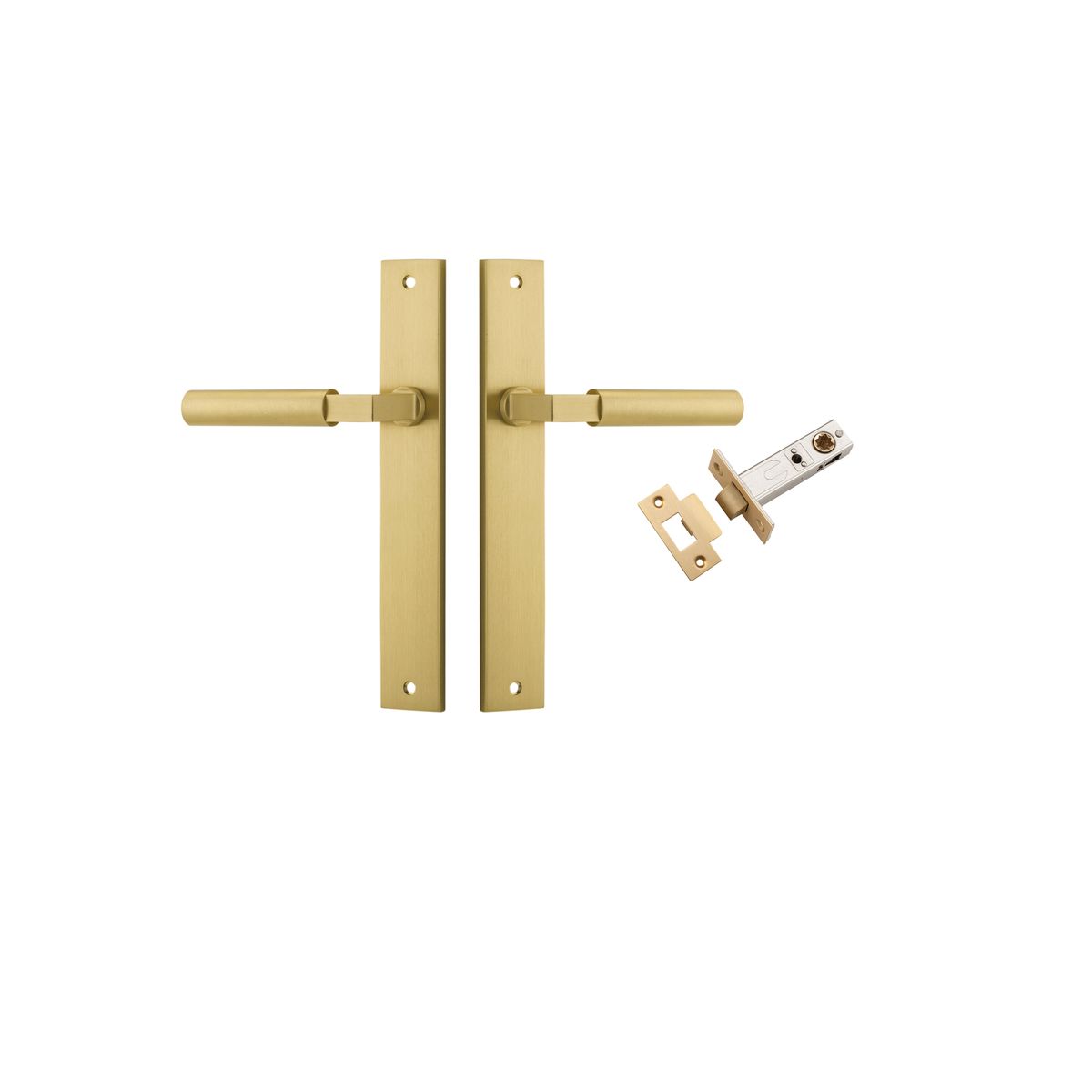Iver Berlin Door Lever Rectangular Latch Pair, Passage Kit, Privacy Kit , Entrance Kit with High Security Lock - Brushed Gold PVD