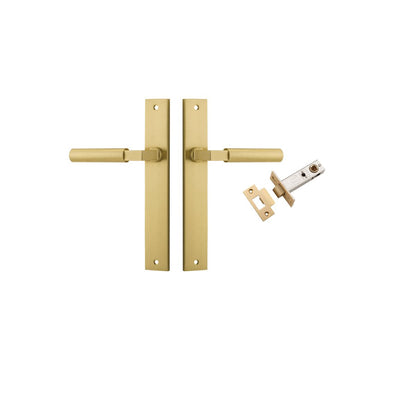 Iver Berlin Door Lever Rectangular Latch Pair, Passage Kit, Privacy Kit , Entrance Kit with High Security Lock - Brushed Gold PVD