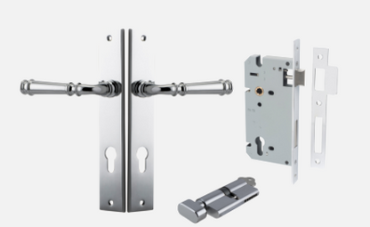 Iver Verona Door Lever 11706 Rectangular Backplate Polished Chrome- Passage ,Privacy & Entrance
