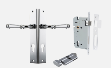 Iver Verona Door Lever 11706 Rectangular Backplate Polished Chrome- Passage ,Privacy & Entrance
