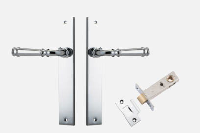 Iver Verona Door Lever 11706 Rectangular Backplate Polished Chrome- Passage ,Privacy & Entrance