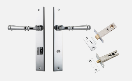 Iver Verona Door Lever 11706 Rectangular Backplate Polished Chrome- Passage ,Privacy & Entrance