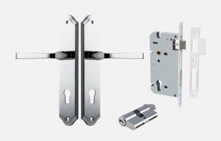 Iver Annecy Door Lever 11720 Shouldered Backplate Polished Chrome - Passage ,Privacy & Entrance