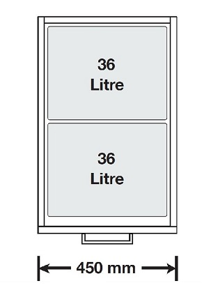 Tanova NZ Designer 2 Pull Out Soft Close Laundry Unit - 350mm ,450mm & 600mm Cabinet - 1 x 36Litre & 2 x 36Litre - White and White Blue