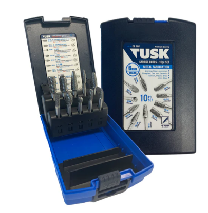 Tusk Heavy Duty Carbide Burrs L & M Shape 6mm Shank Double Cut, Cone & Point Cone Dia 6mm ,8mm ,10mm & 12mm