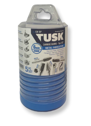 Tusk Heavy Duty Carbide Burrs L & M Shape 6mm Shank Double Cut, Cone & Point Cone Dia 6mm ,8mm ,10mm & 12mm