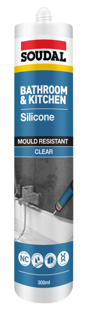 SOUDAL BATHROOM & KITCHEN SILICONE CLEAR AND WHITE 300ML -  PRICED PER UNIT - MINIMUM ORDER QUANTITY 12 UNITS