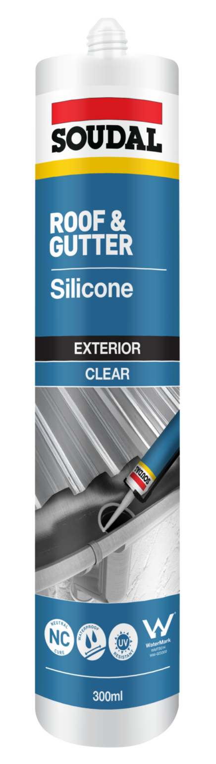 SOUDAL ROOF & GUTTER SILICONE SEALANT 300ML CLEAR -  PRICED PER UNIT - MINIMUM ORDER QUANTITY 12 UNITS