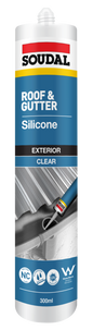 SOUDAL ROOF & GUTTER SILICONE SEALANT 300ML CLEAR -  PRICED PER UNIT - MINIMUM ORDER QUANTITY 12 UNITS
