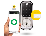 YALE ASSURE KEYED SMART-READY LOCK WITH APEX SQUARE LEVER SATIN NICKEL & MATT BLACK
