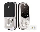 YALE ASSURE KEYED SMART-READY LOCK WITH APEX SQUARE LEVER SATIN NICKEL & MATT BLACK