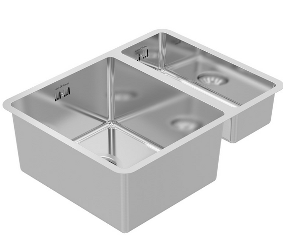 BURNS & FERALL DOUBLE SINK R15 LARGE BOWL LEFT & RIGHT  WITH SLOT O/F STAINLESS STEEL LENGTH SIZES : 570MM ,630MM & 795MM