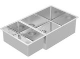 BURNS & FERALL DOUBLE SINK R15 LARGE BOWL LEFT & RIGHT  WITH SLOT O/F STAINLESS STEEL LENGTH SIZES : 570MM ,630MM & 795MM