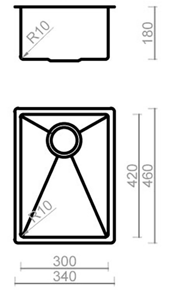 BURNS & FERALL AQUIS SINGLE & DOUBLE BOWL CAYMAN SERIES 300MM ,450MM ,500MM & 700MM  R10 STAINLESS STEEL