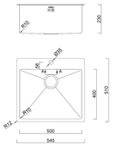 BURNS & FERALL 500 x 400 x 230MM LAUNDRY SINK WITH INTEGRATED TAP LANDING STAINLESSS STEEL