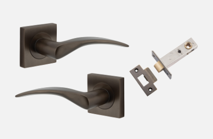 Iver Oxford Door Lever 0281 Square Rose Signature Brass - Passage ,Privacy & Entrance
