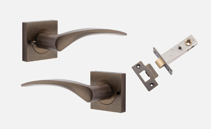 Iver Oxford Door Lever 0281 Square Rose Signature Brass - Passage ,Privacy & Entrance