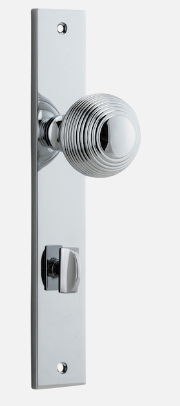 Iver Guildford Door Knob 11824 Rectangular Backplate Polished Chrome - Passage ,Privacy & Entrance